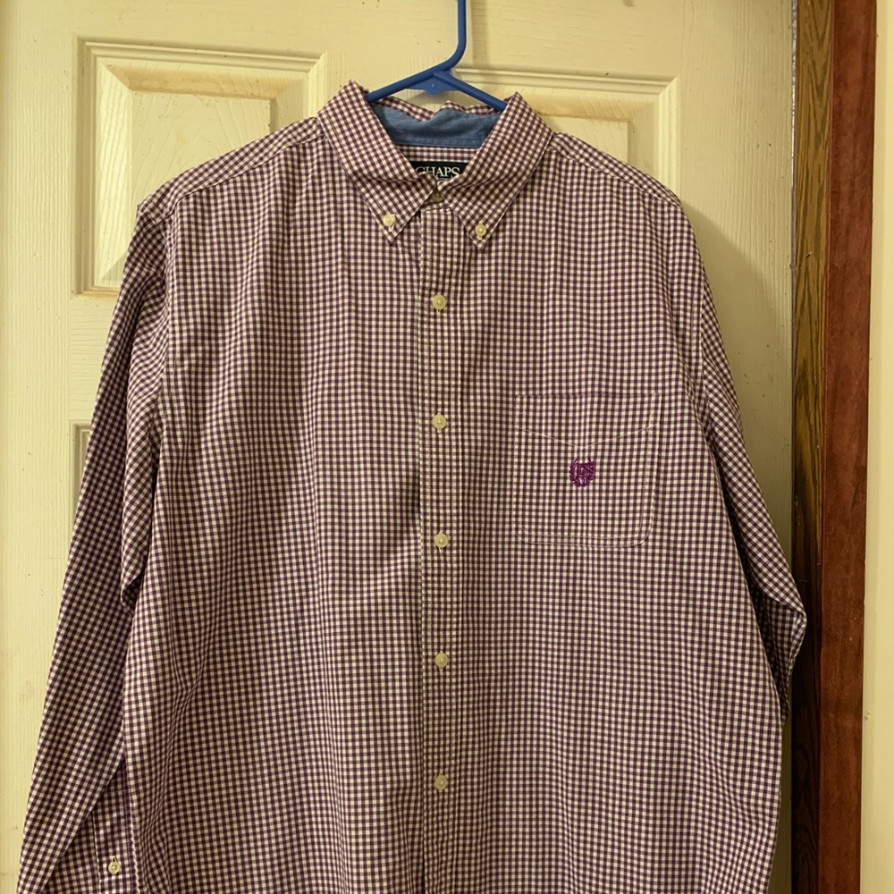 Chaps purple and white dress shirt